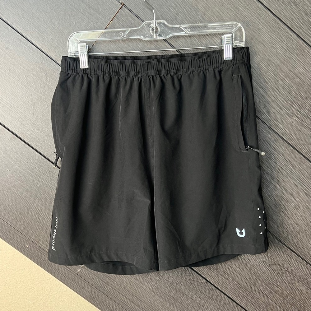 Northyard Men's Athletic Running Shorts Large Black Zip Pocket Performance
